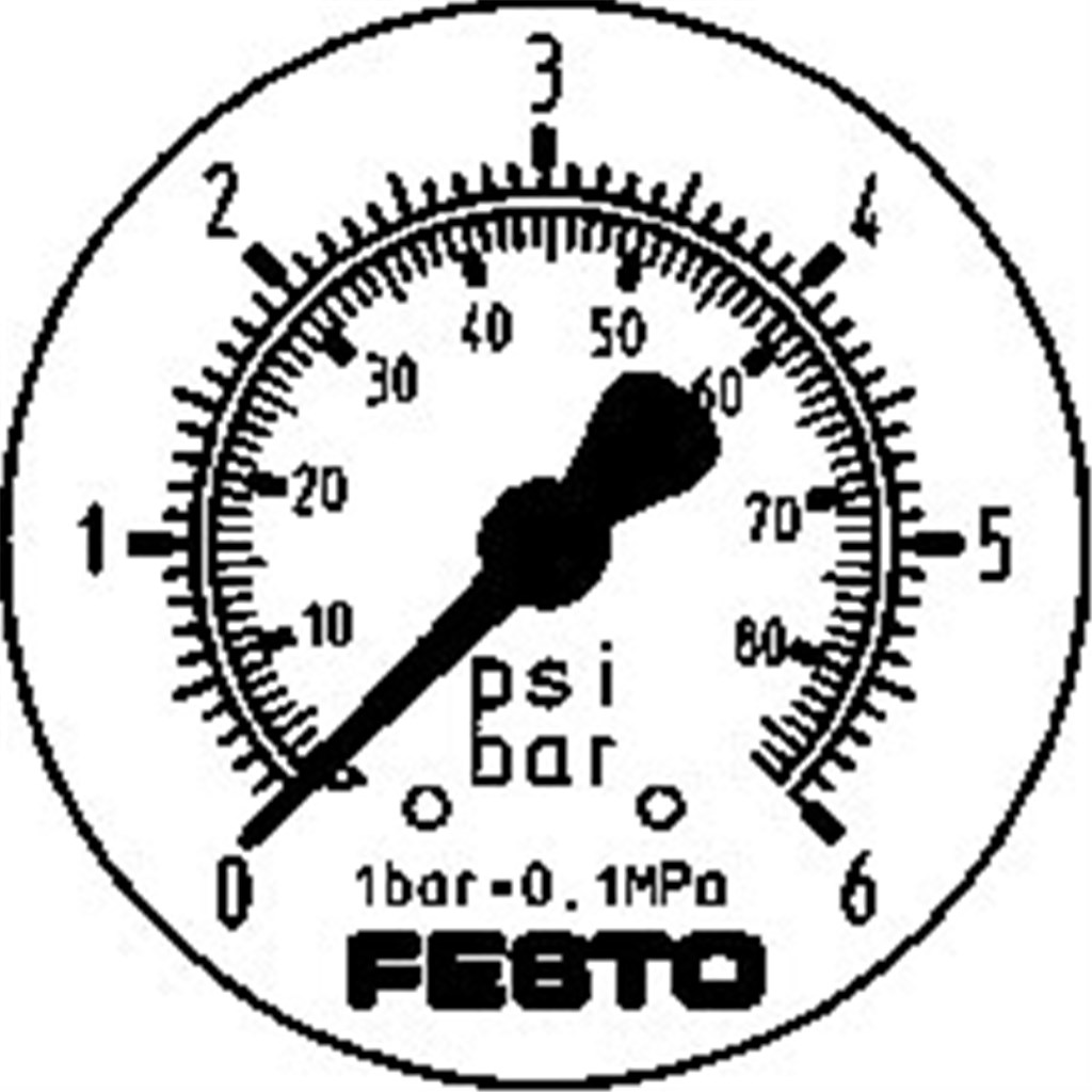 FMAP-63-6-1/4-EN FESTO 161130 Precisieflensmanometer kast 63mm ABS 0 t/m 6 G1/4" achteraansluiting