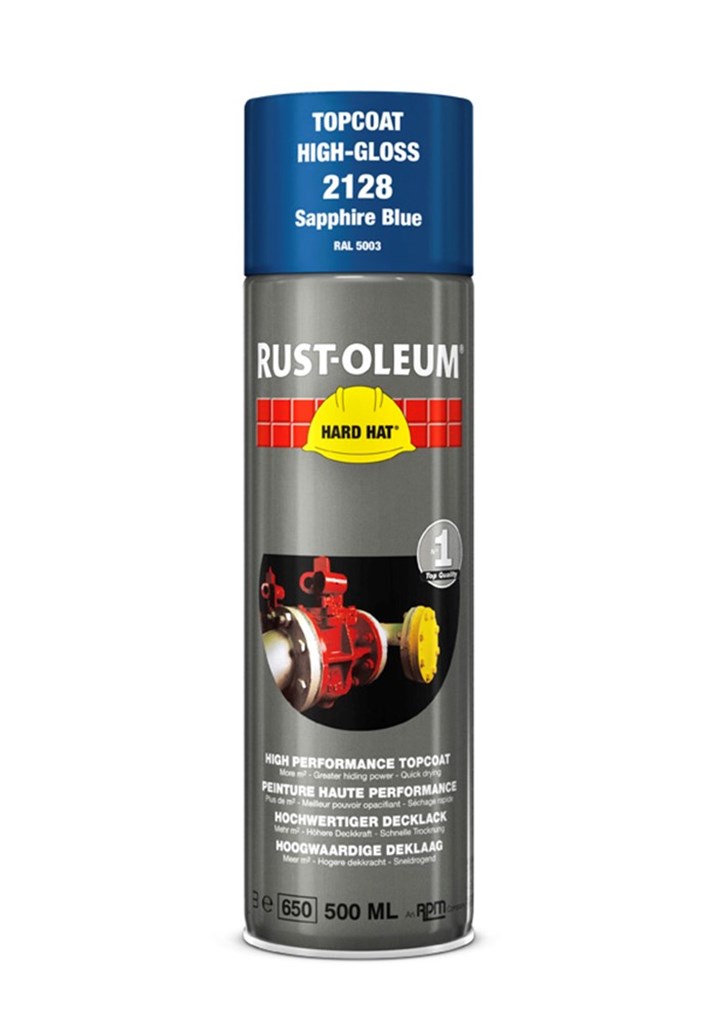 2128 Rust-Oleum Hard Hat deklaag saffierblauw (RAL5003) Spuitbus 500ml