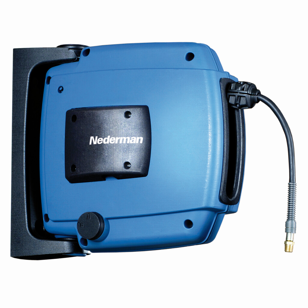 30800220 Nederman Slanghaspel H20 voorzien van 12mtr 1/4" slang en koppeling (perslucht/water)