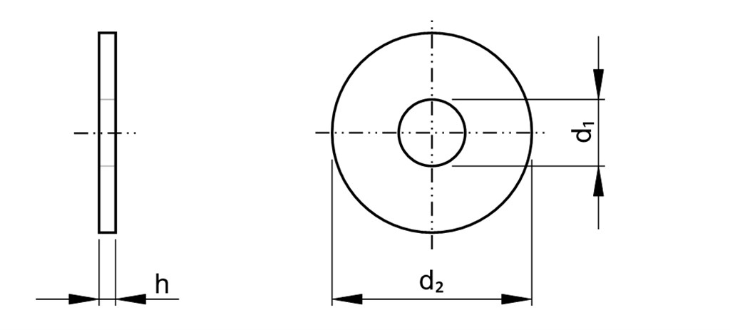 DIN440R M30 Staal ELVZ Vlakke sluitring voor houtverbindingen