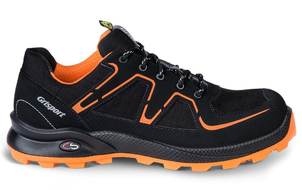 Beat mt.42 Grisport S3 ESD model laag, unisex veiligheidsschoen Zwart/Oranje SRC