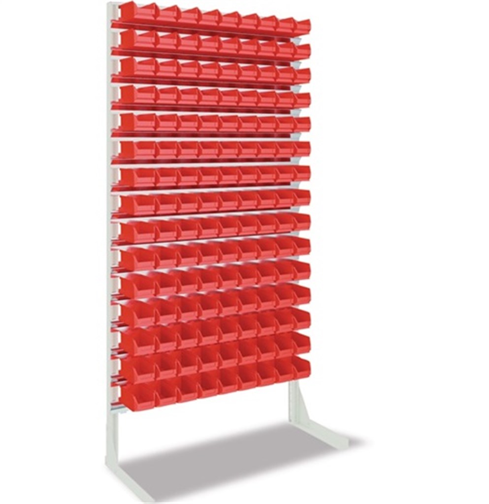 Magazijnrek eenzijdig 135 x MK5 rood hoogte 2010 x breedte 1010 x diepte 400 mm lichtgrijs RAL 7035