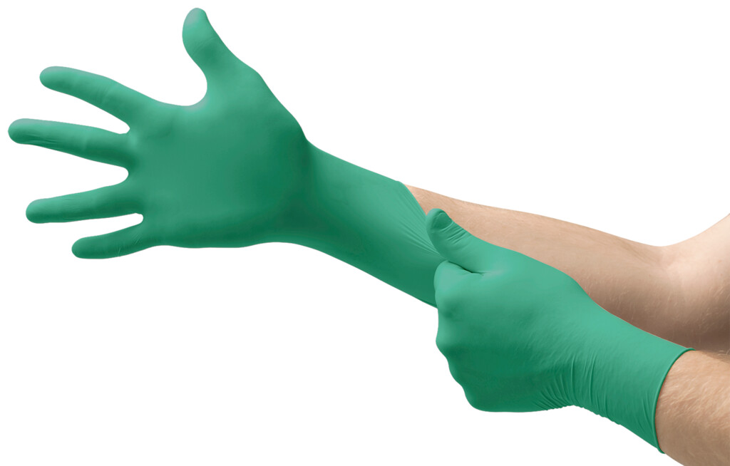 92-600 mt.S (6,5-7) TouchNTuff Ansell Handschoenen groen mt.S (6,5-7) Eenmalig gebruik, weerstand tegen spatten van gevaarlijke chemicaliën, poedervrij
