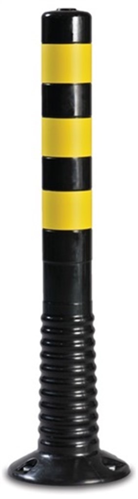 Versperringspaal  v. opschroeven m.bevestigingsmateriaal PU zwart/geel d. 80 mm hoogte via overloop 750 mm