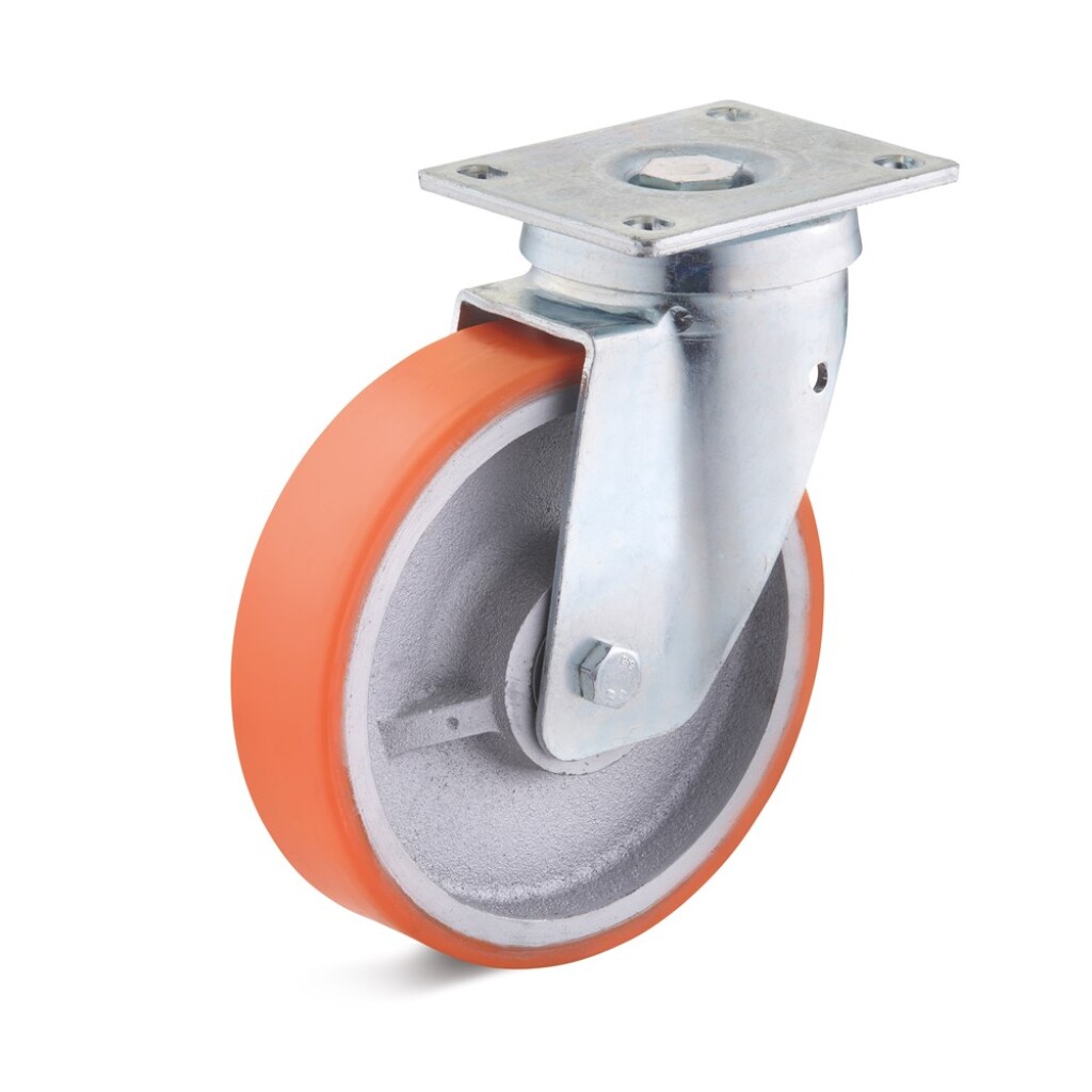L-HO-PUZG-125-K-3 TORWEGGE Zwenkwiel, plaat, gietijzeren velg, PU band 125mm