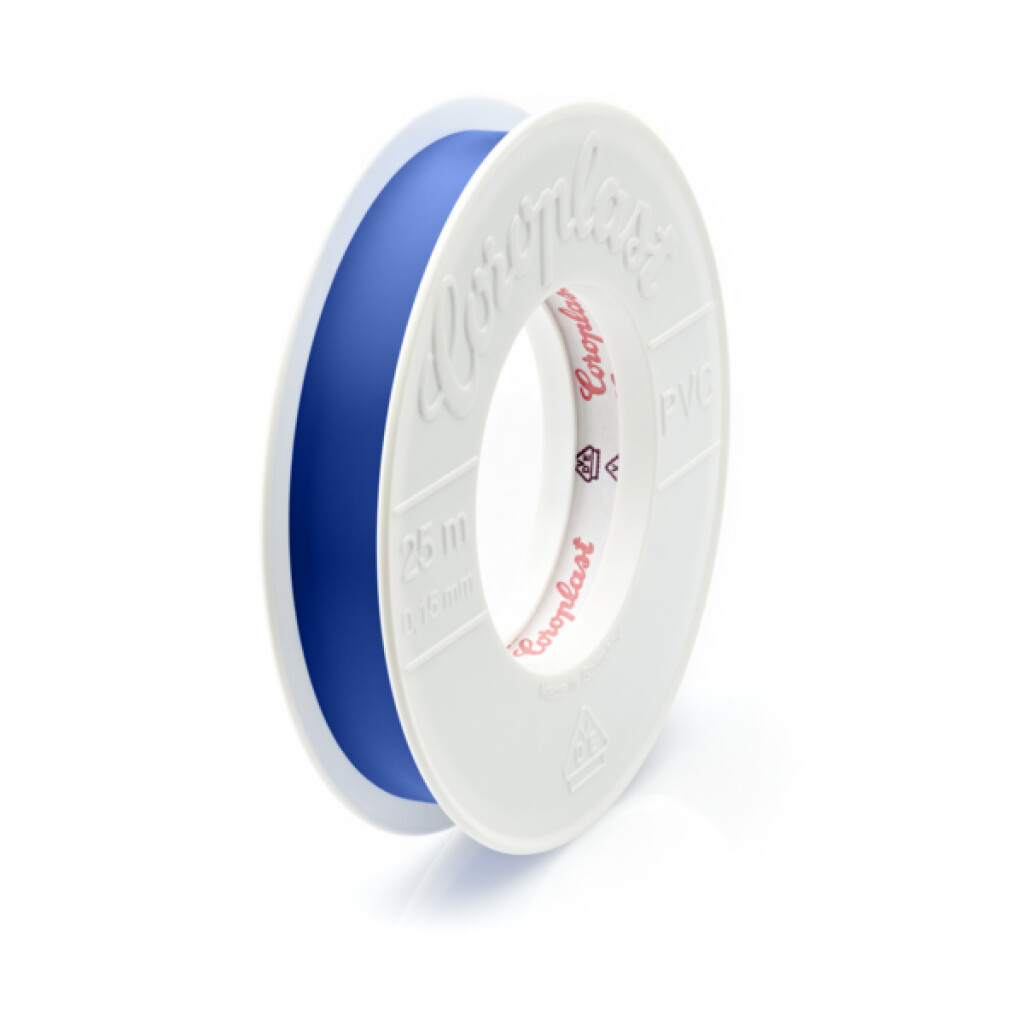 302-15X10 blauw Coroplast PVC Isolatietape blauw ouderdoms- en weerbestendig breedte 15mm lengte 10mtr