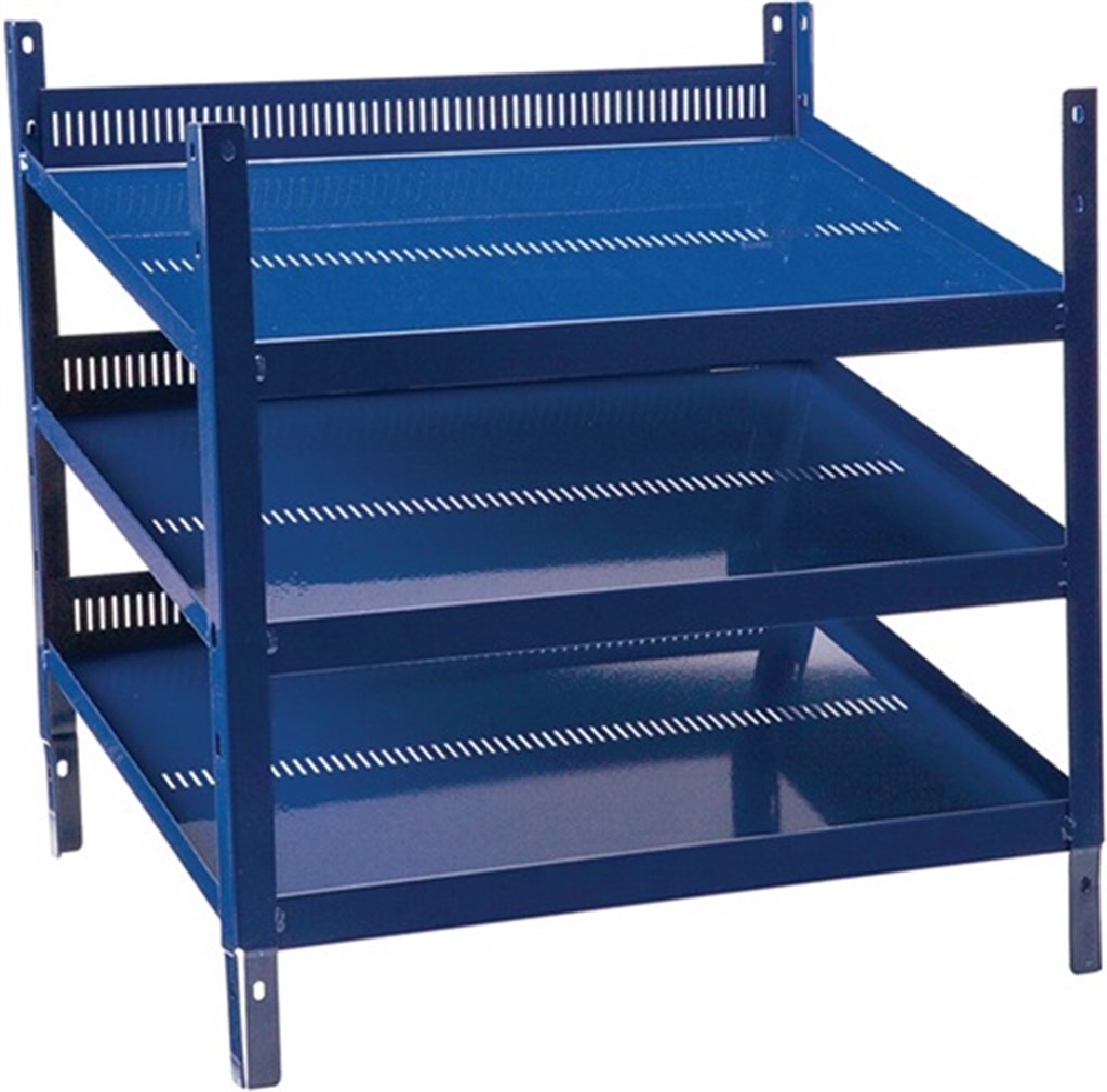 Stellingelement 20 blauw RAL 5022 met rasterstansing hoogte 520 x breedte 540 x diepte 390 mm 3 schappen