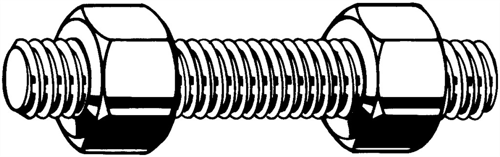 BS≈4882 M14x75 ASTM A193M - ASTM A194M Gr.B7 - Gr.2H Studbolt met 2 zeskantmoeren