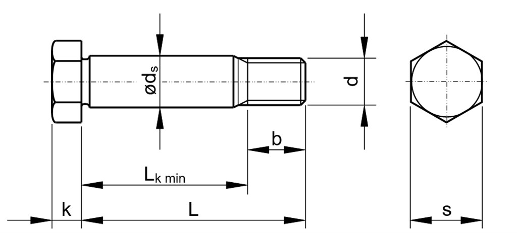 DIN610 M12x65/S=18 8.8 Zeskant bout met korte tap