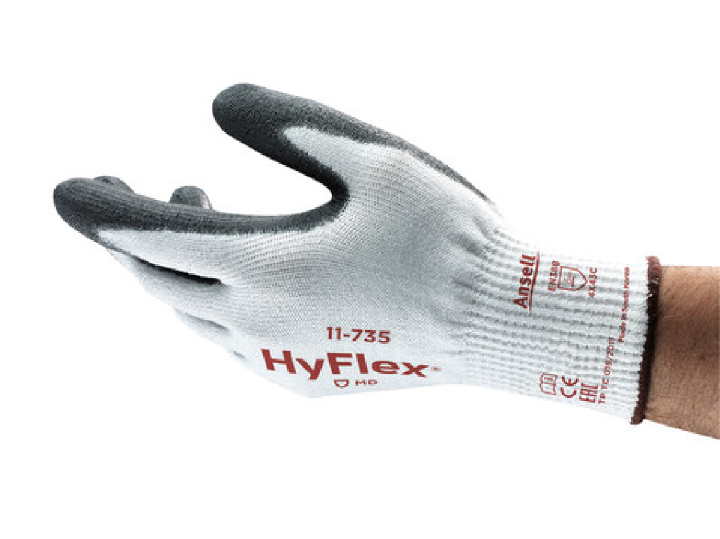 11-735 mt.10 HyFlex Ansell Handschoenen zwart mt.10 Uitstekende beweeglijkheid en pasvorm met een hoge graad van snijbescherming (snijklasse C)