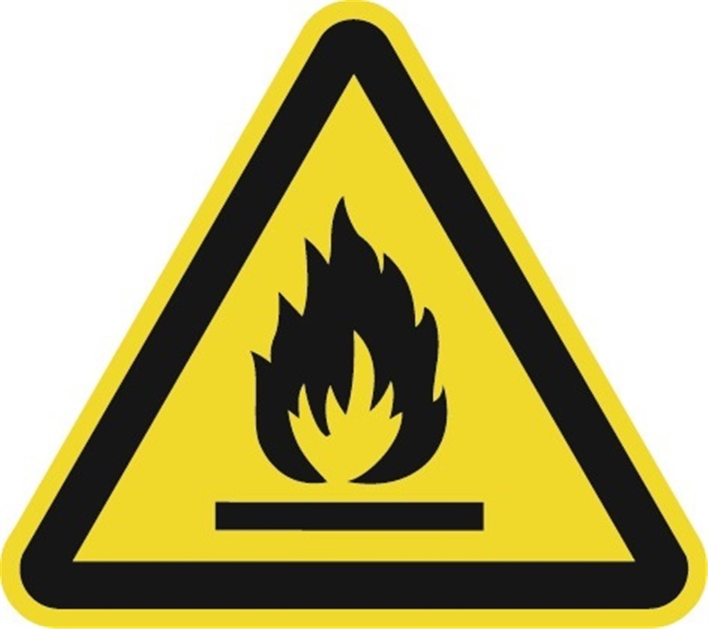 Waarschuwingsteken ASR A1.3/DIN EN ISO 7010 waarschuwing brandgevaarlijke stoffen 200 mm kunststof