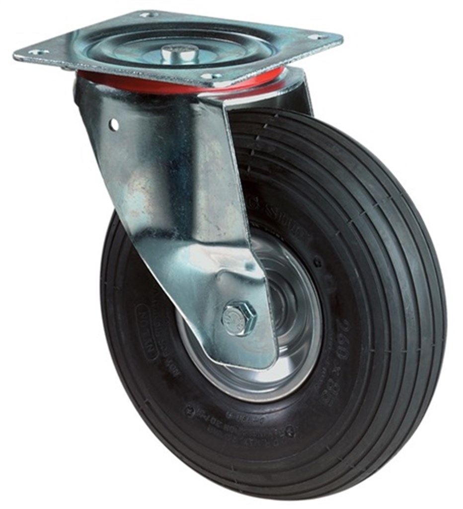 Zwenkwiel met luchtband 260mm draagvermogen 200kg