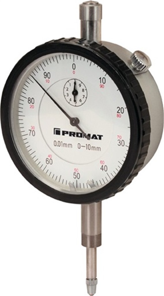 PROMAT Meetklok DIN878 10mm aflezing 0,01mm met stootbescherming aflezing 0,01mm