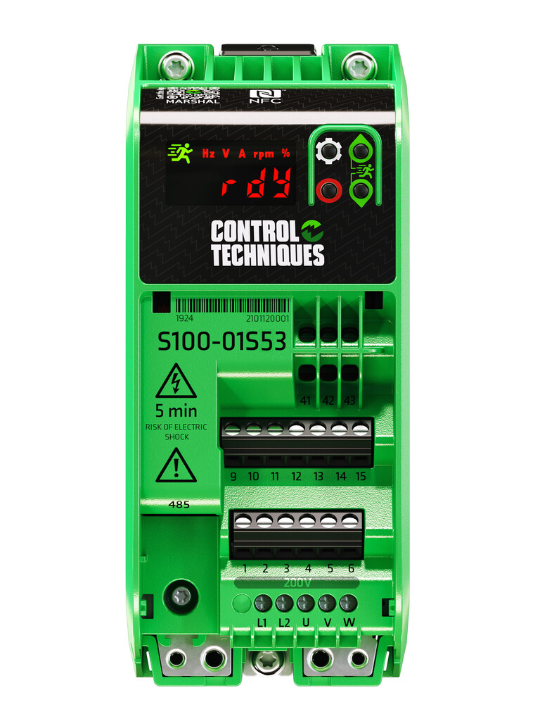 S100-01S53-0A0000 Control Techniques  Frequentieregelaar S100 0,75kW 1f 200/240VAC 4,6A frame 1