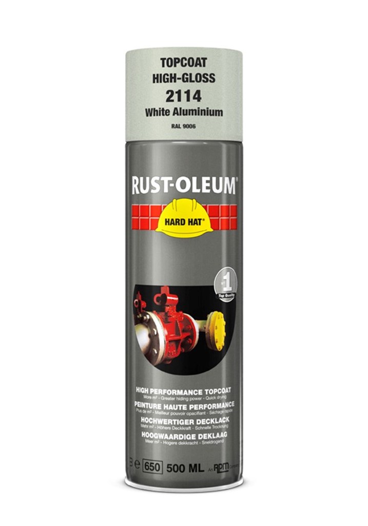 2114 Rust-Oleum Hard Hat deklaag blank aluminiumkleurig (RAL9006) Spuitbus 500ml