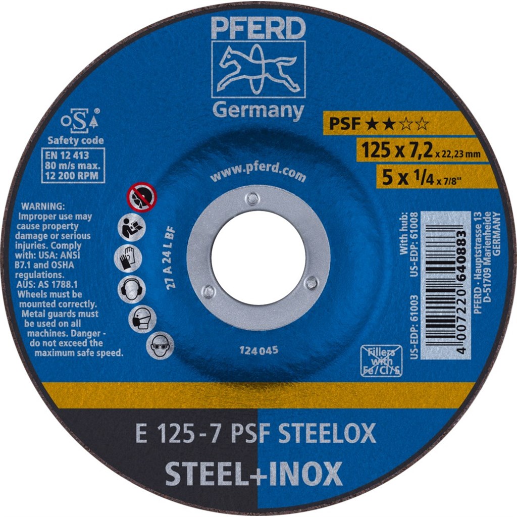 Afbraamschijf staal/RVS E 125-7 PSF STEELOX