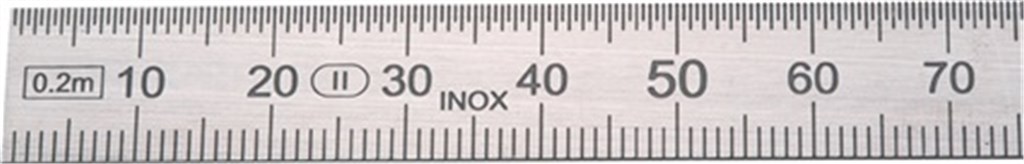 Stalen liniaal lengte 300 mm verdeling B = mm/1/2 mm