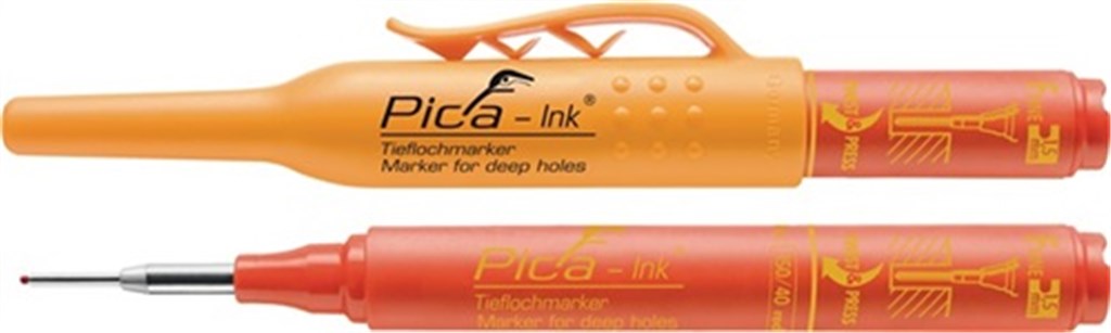 PICA Merkstift voor diepe gaten Pica-Ink i.koker m.clip rood met telescooppunt