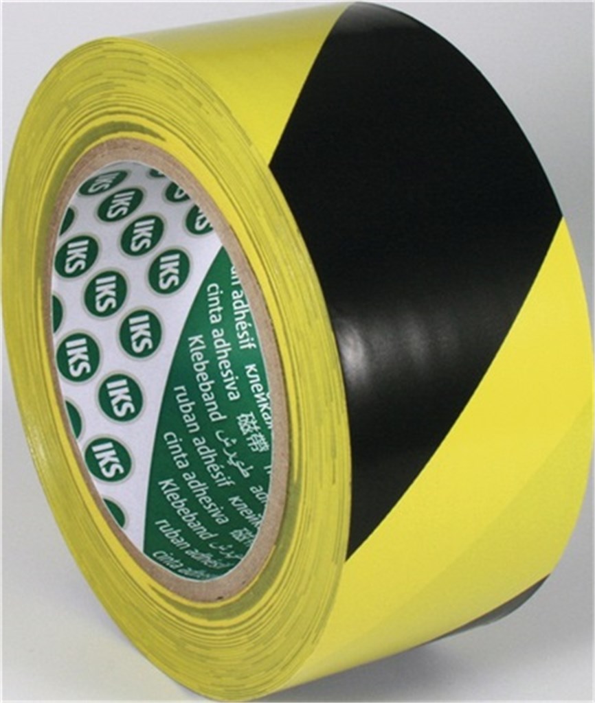 IKS Grondmarkeringstape F33 zwart/geel PVC lengte 33 m breedte 50 mm wiel