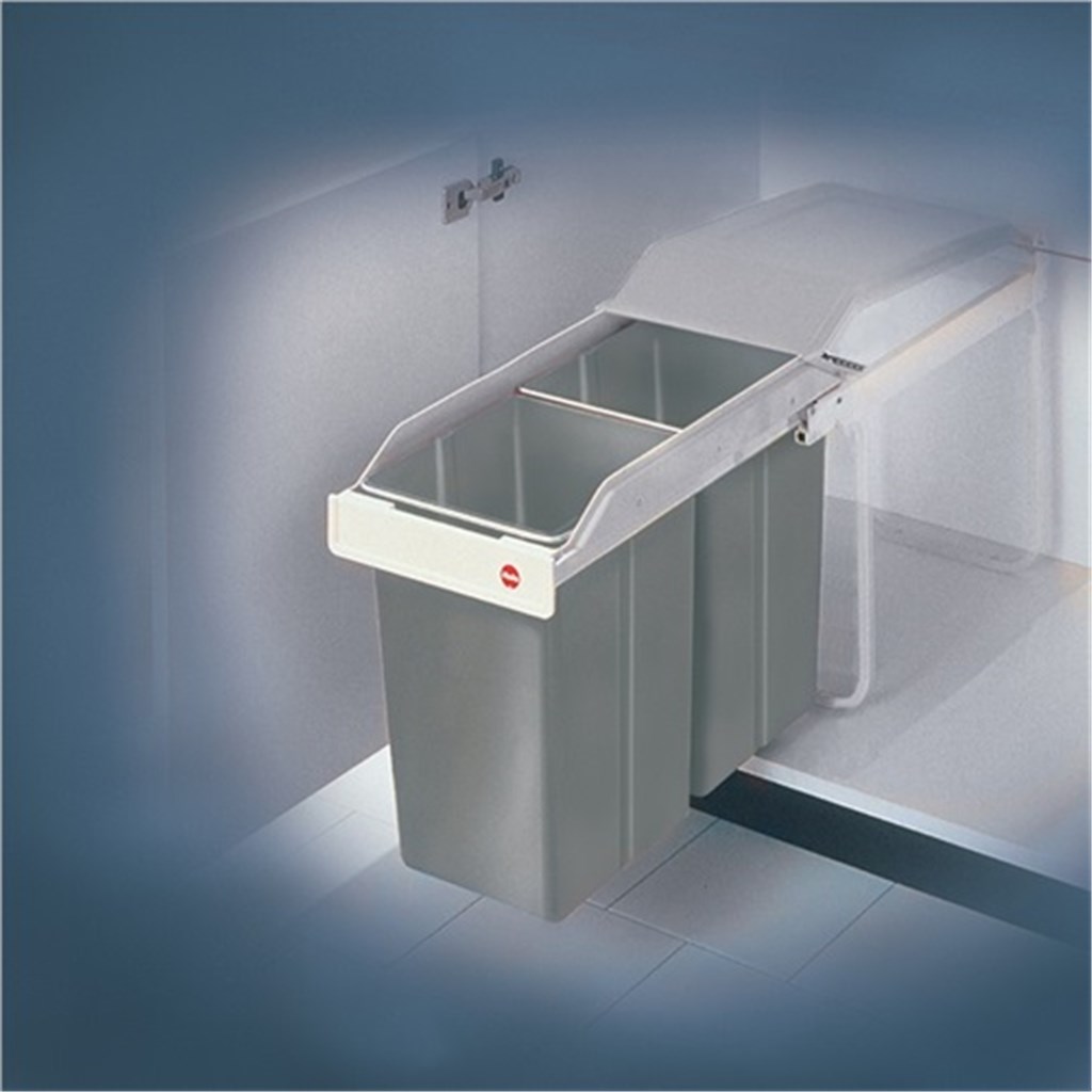 HAILO Afvalbak Multi-Box v.onderkasten vanaf B.300 mm 2 x 15 l B260xD510xH460mm grijs