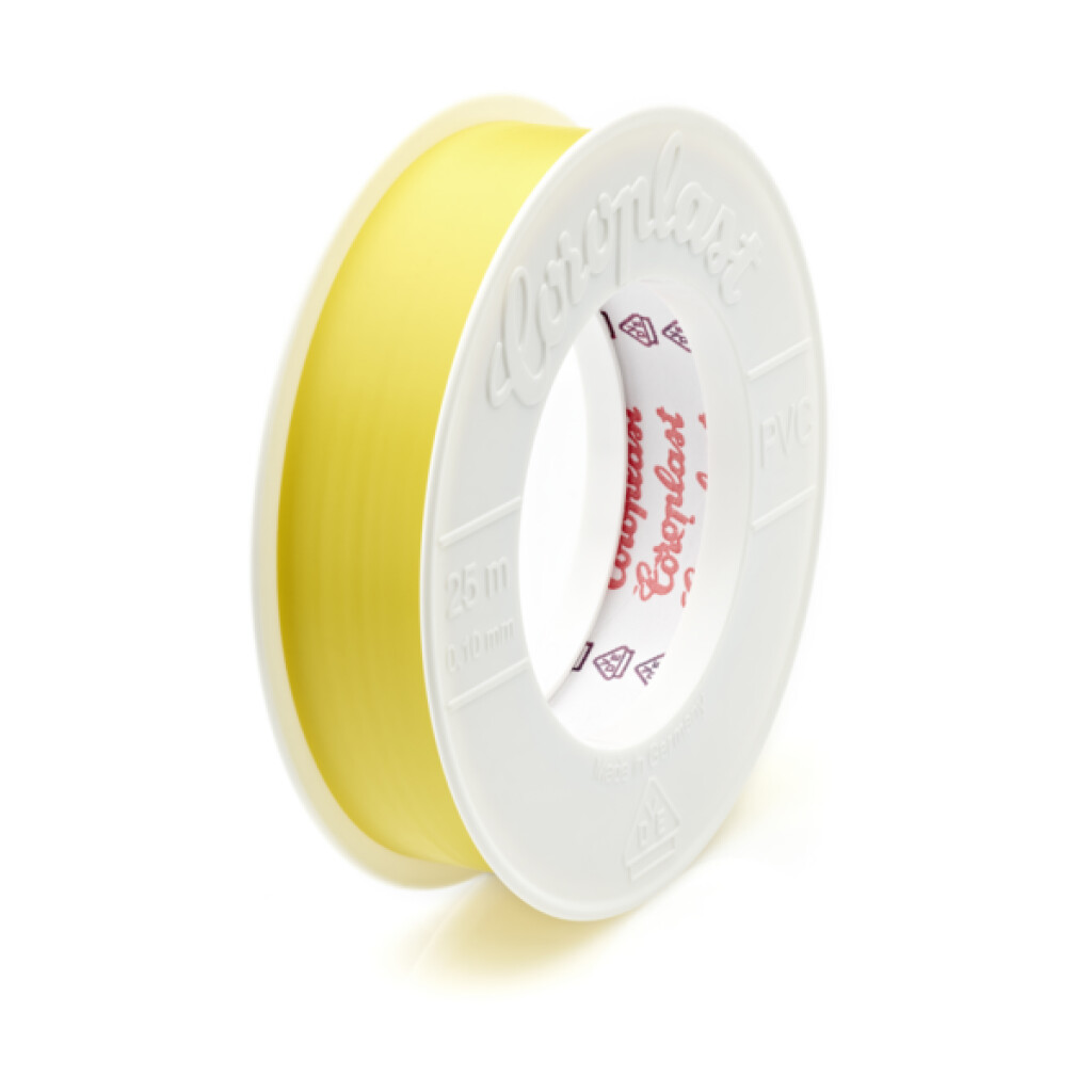 302-19X25 geel Coroplast PVC Isolatietape geel ouderdoms- en weerbestendig breedte 19mm lengte 25mtr