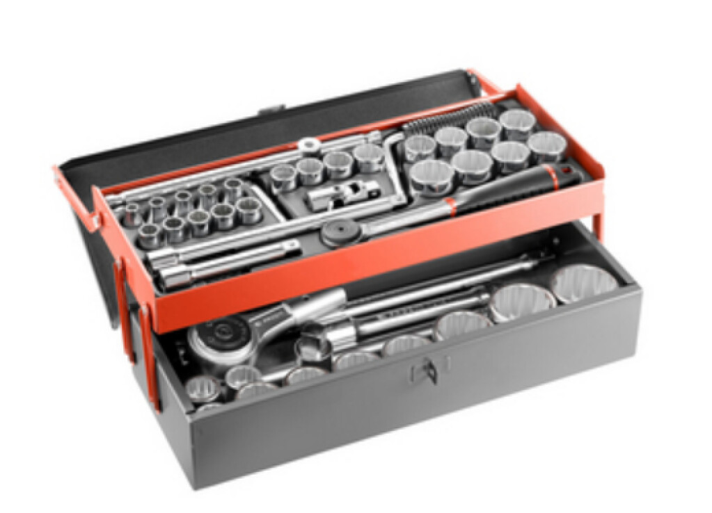 SK.452N Facom doppenset 1/2" en 3/4" 12-kant van 8 tot 50mm met ratel en hulpstukken