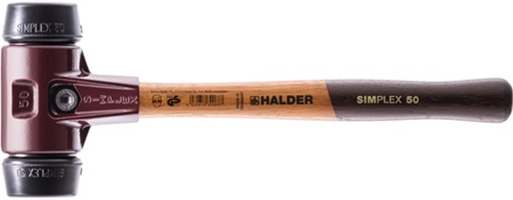 HALDER Kunststofhamer SIMPLEX middelhard hout lengte 330 mm hoofd-d. 40 mm rubber zwart