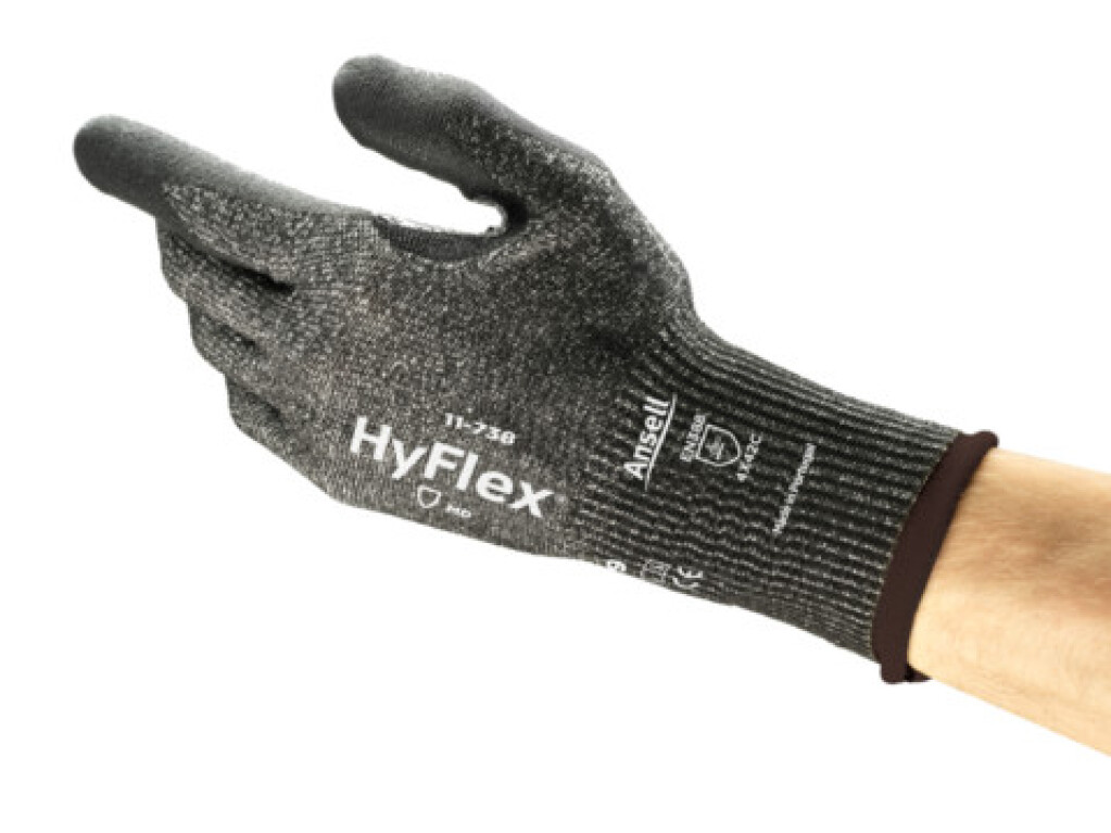 11-738 mt.10 HyFlex Ansell Handschoenen zwart mt.10 Robuuste bescherming, natuurlijk comfort