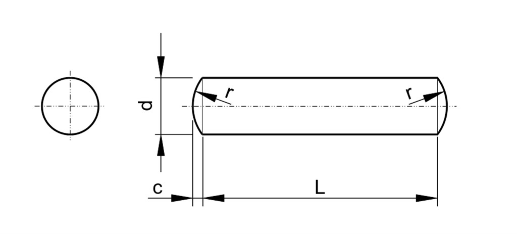 DIN7 6x22mm Automatenstaal Cilindrische pen