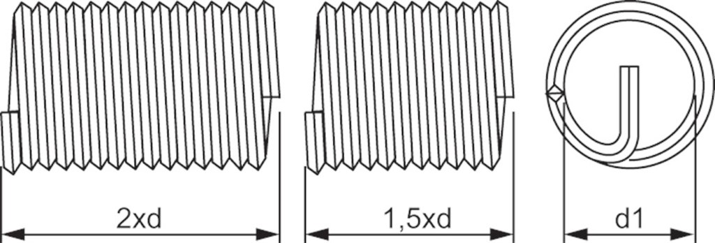 Schroefdraad inzetstukken UNC Phan-coil RVS 5/8''-11 1,5xD VPE-3 28.832