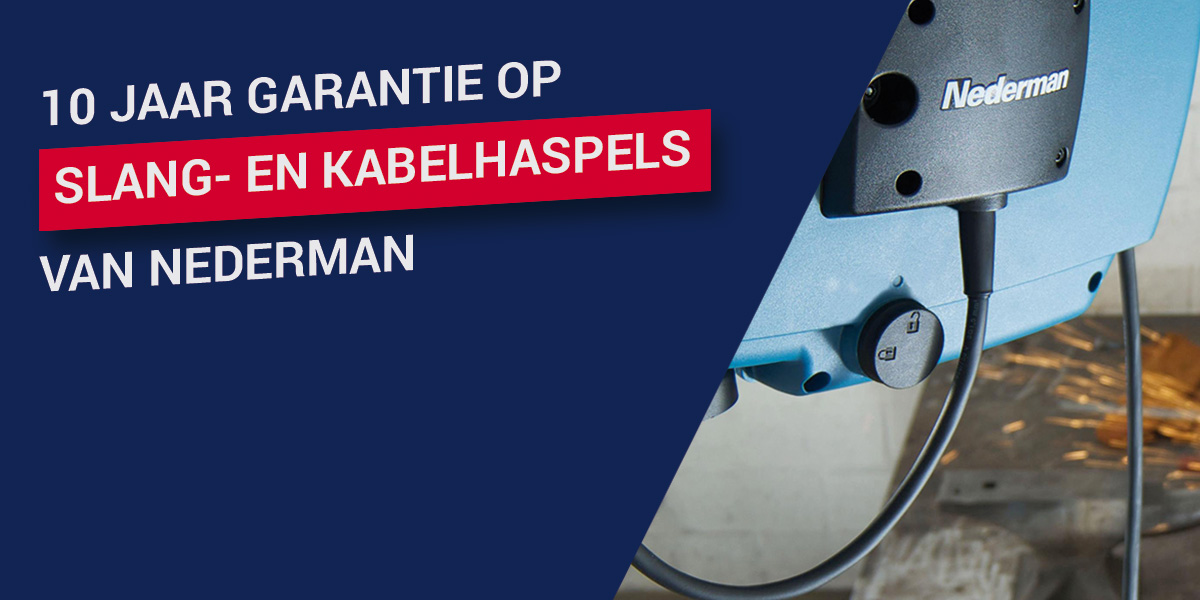 10 jaar garantie op slang- en kabelhaspels van Nederman