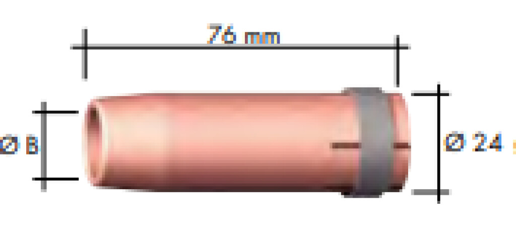 Gasmondstuk cilindrisch NW20 L76mm