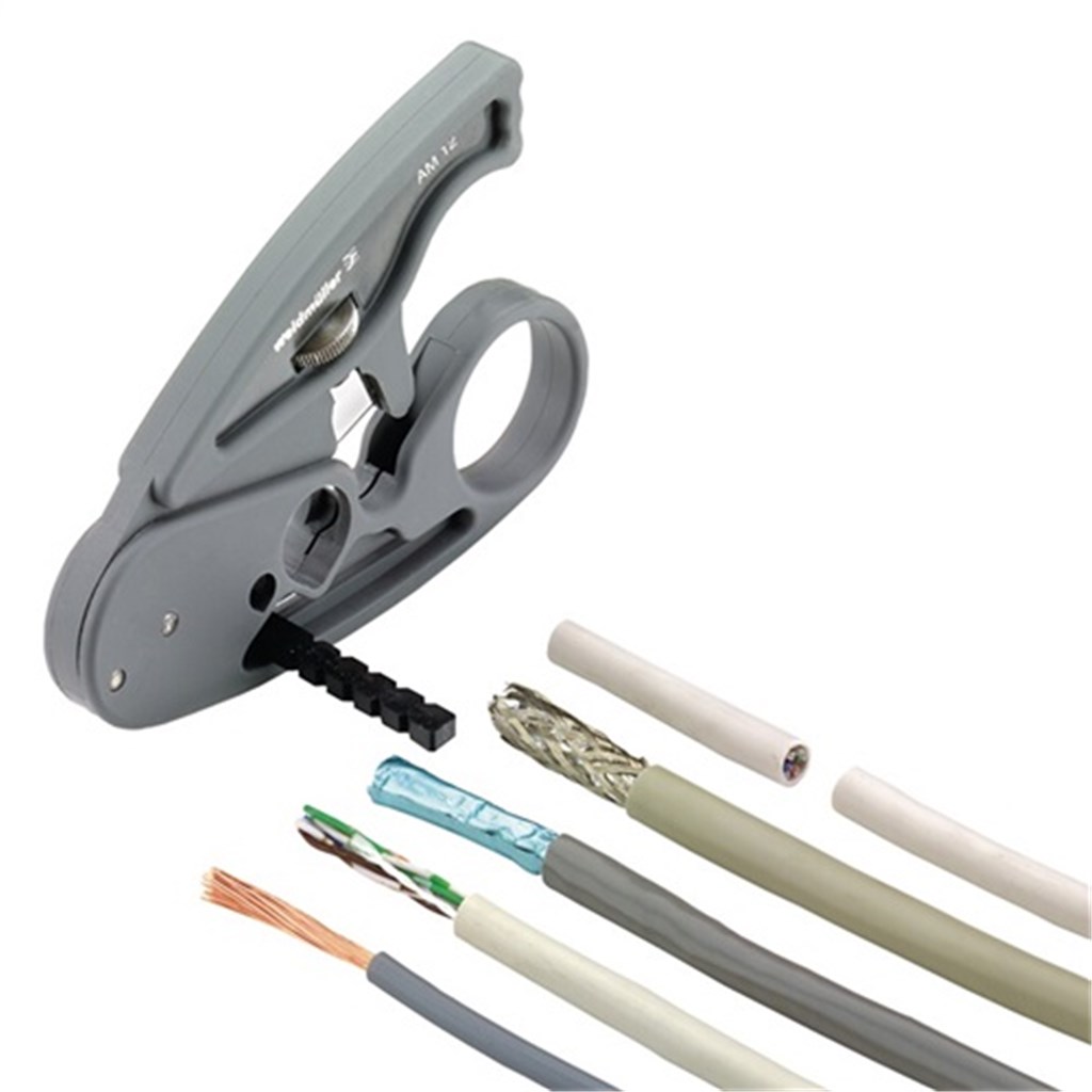 AM 12 Weidmüller Draadstripper voor ronde pvc kabels, platte kabel, UTP-datakabel, STP-datakable lengte 97mm werkbereik d. (0,5 - 12,0mm²) (AWG 18-11)