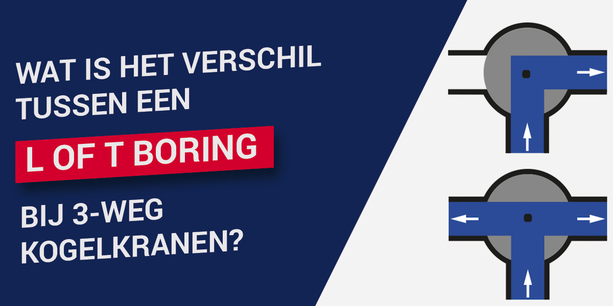 Wat is het verschil tussen een L of T boring bij 3-weg kogelkranen?