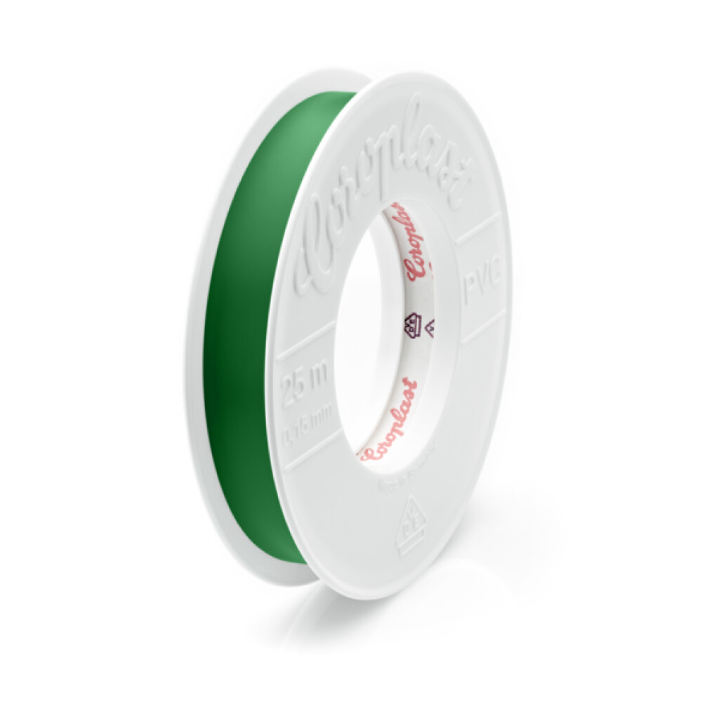 302-15X25 groen Coroplast PVC Isolatietape groen ouderdoms- en weerbestendig breedte 15mm lengte 25mtr