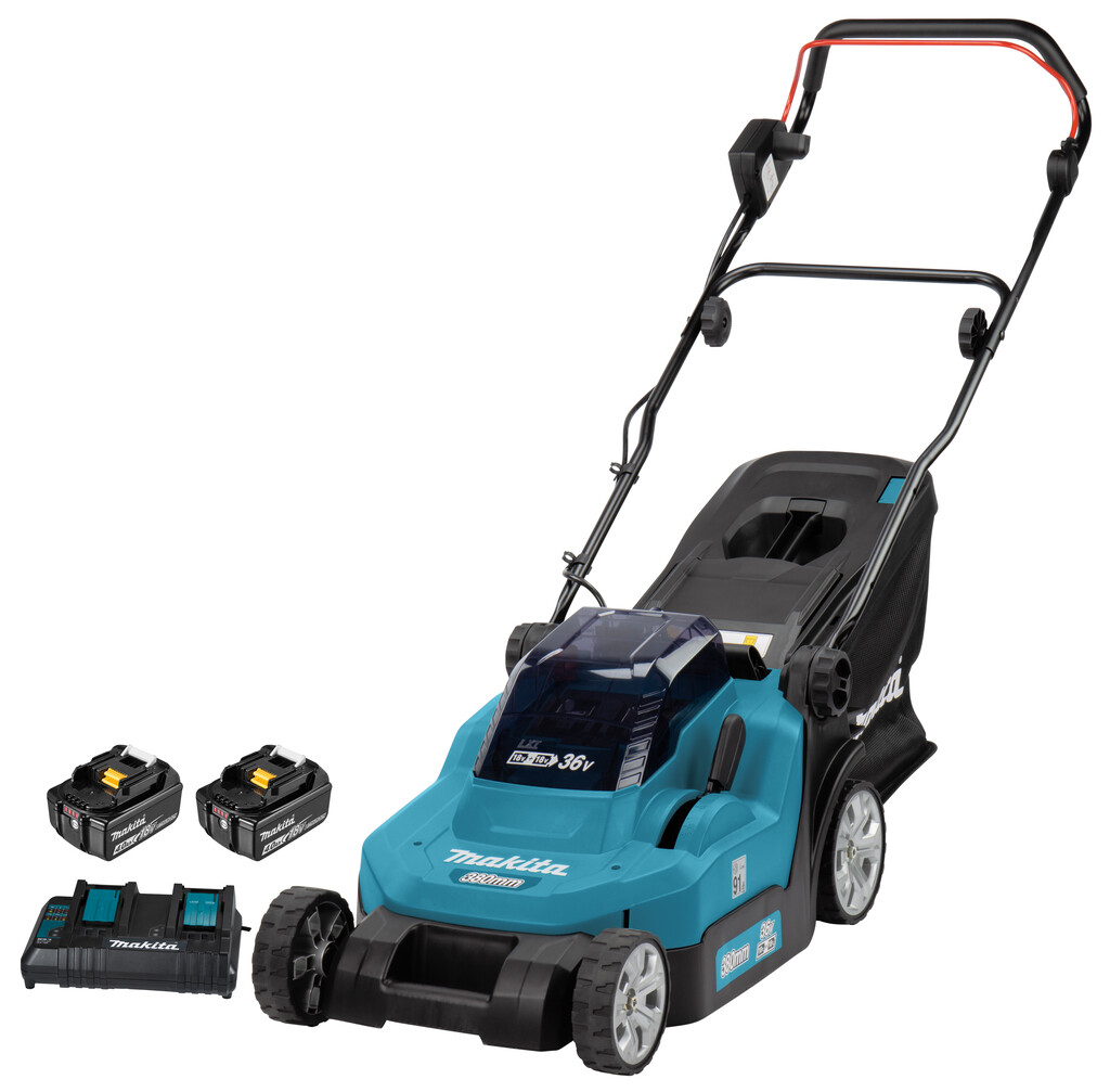 DLM382CM2 Makita LXT 2x18V accu Grasmaaier 38cm 4,0 Ah accu (2 st), duolader (DC18SH), in doos