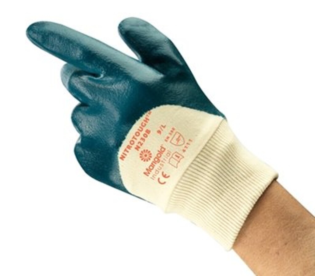 N230B mt.10 Nitrotough Ansell Handschoenen blauw mt.10 Hoge schuurweerstand, bewegelijkheid, soeplheid en comfort