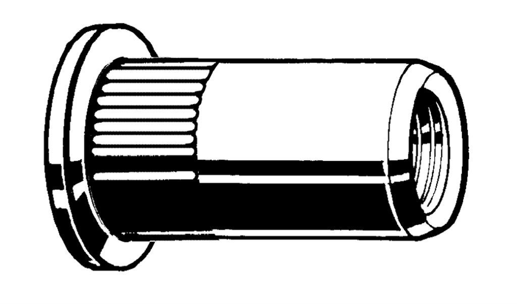 10 OCH 90 Staal ELVZ Blindklinkmoer cilinderkop open gekartelde schacht