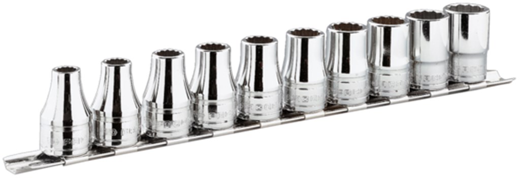 S.40U - Set 7 12-kant doppen 1/2" in inches, op rek