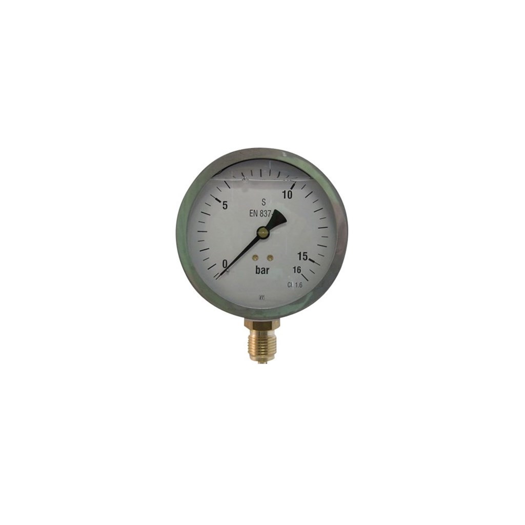 7211 Manometer 100mm 0250bar 1/2" glycerine gevuld, onderaansluiting