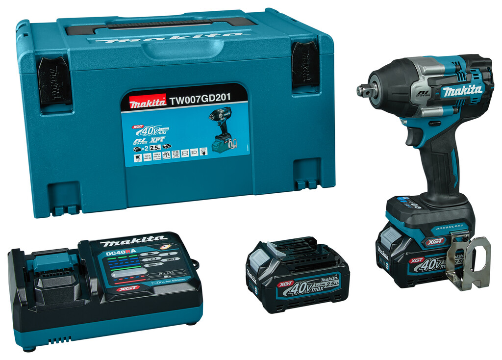 TW007GD201 Makita 40V Max Slagmoersleutel 2,5 Ah accu (2 st), snellader, in Mbox