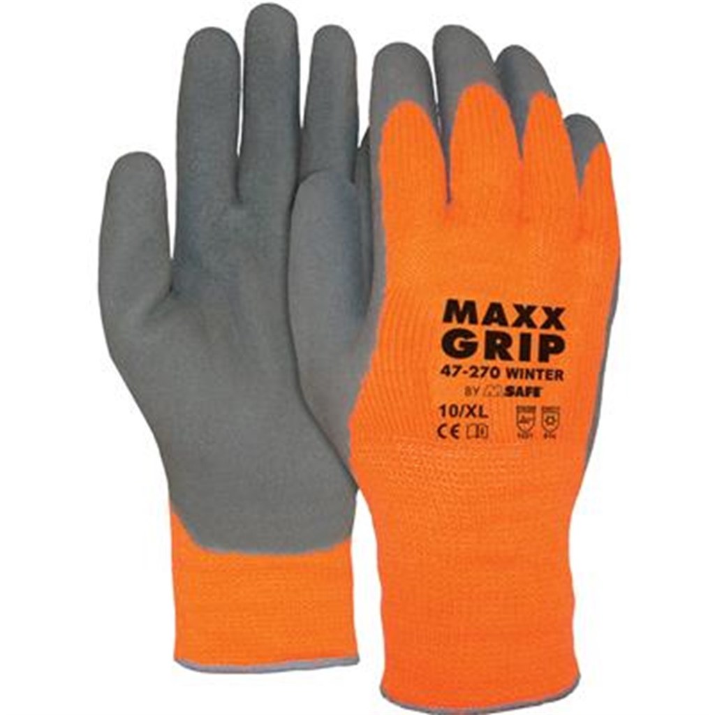 Maxx grab handschoen winterfoam oranje/grijs, maat 9
