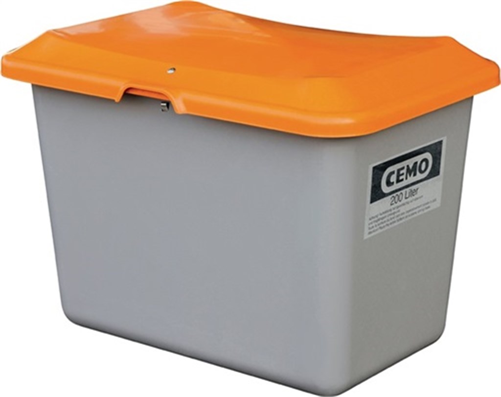 CEMO Strooimateriaalbak  200 l GFK grijs/oranje L890xB600xH640 mm zonder uitneemopening
