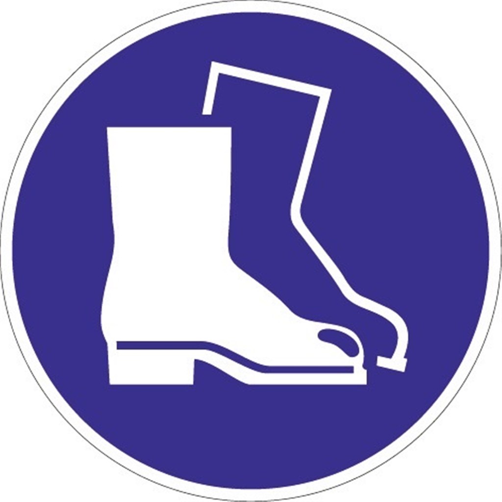Gebodsteken ASR A1.3/DIN EN ISO 7010 kunststof voetbescherming gebruiken
