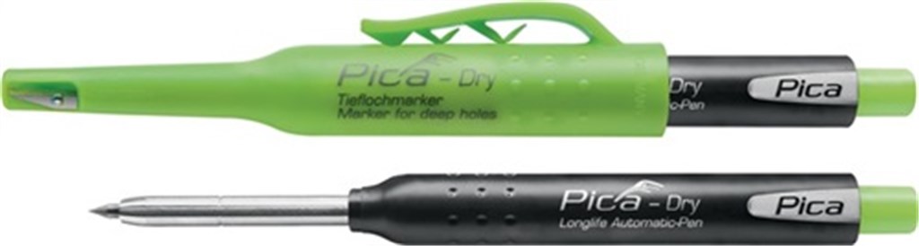 PICA Bouwstift/merkstift voor diep gat Pica-Dry i.koker m.clip grafiet met grafietstift