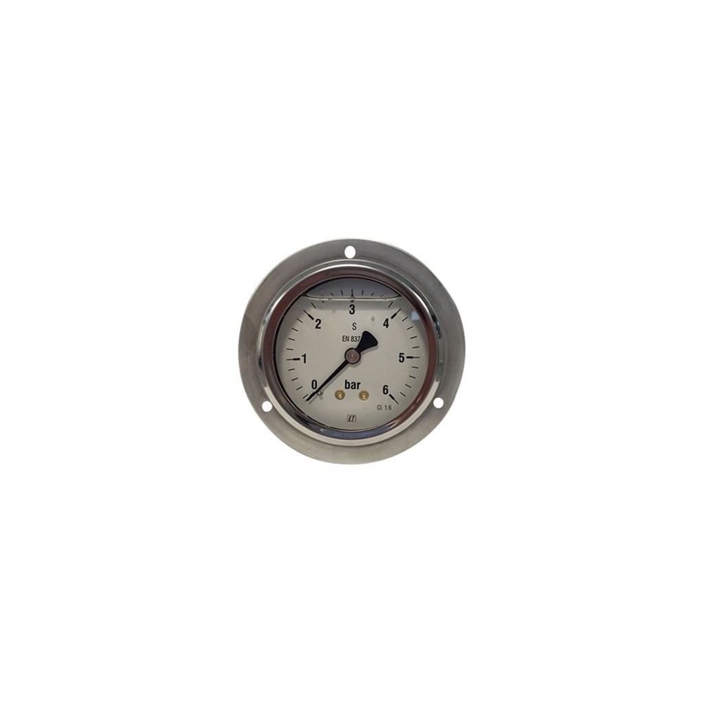 7216 63 0-4b G1/4a gl Paneelmanometer kast 63mm RVS 304 0 t/m 4bar G1/4" achteraansluiting glycerine gevuld