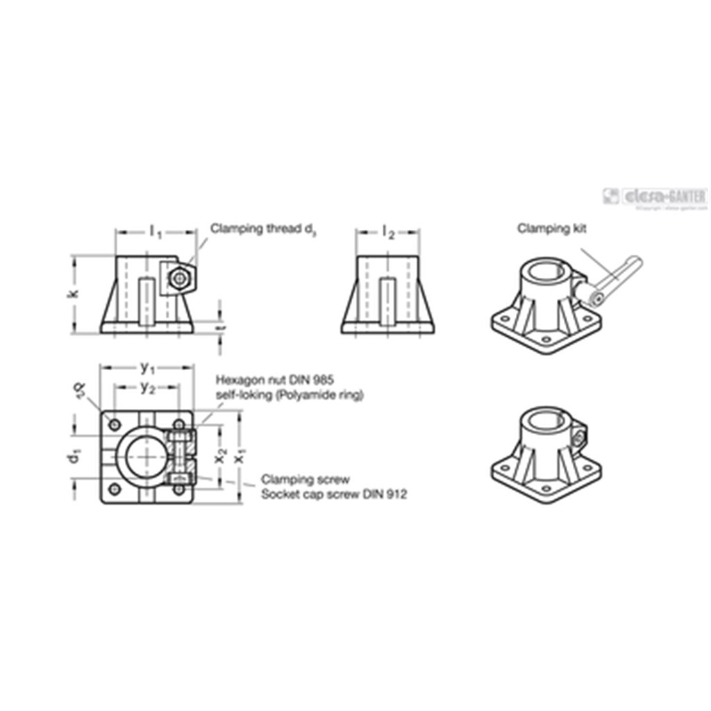 GN 163-B30-50-2-SW Ganter Klemverbinding