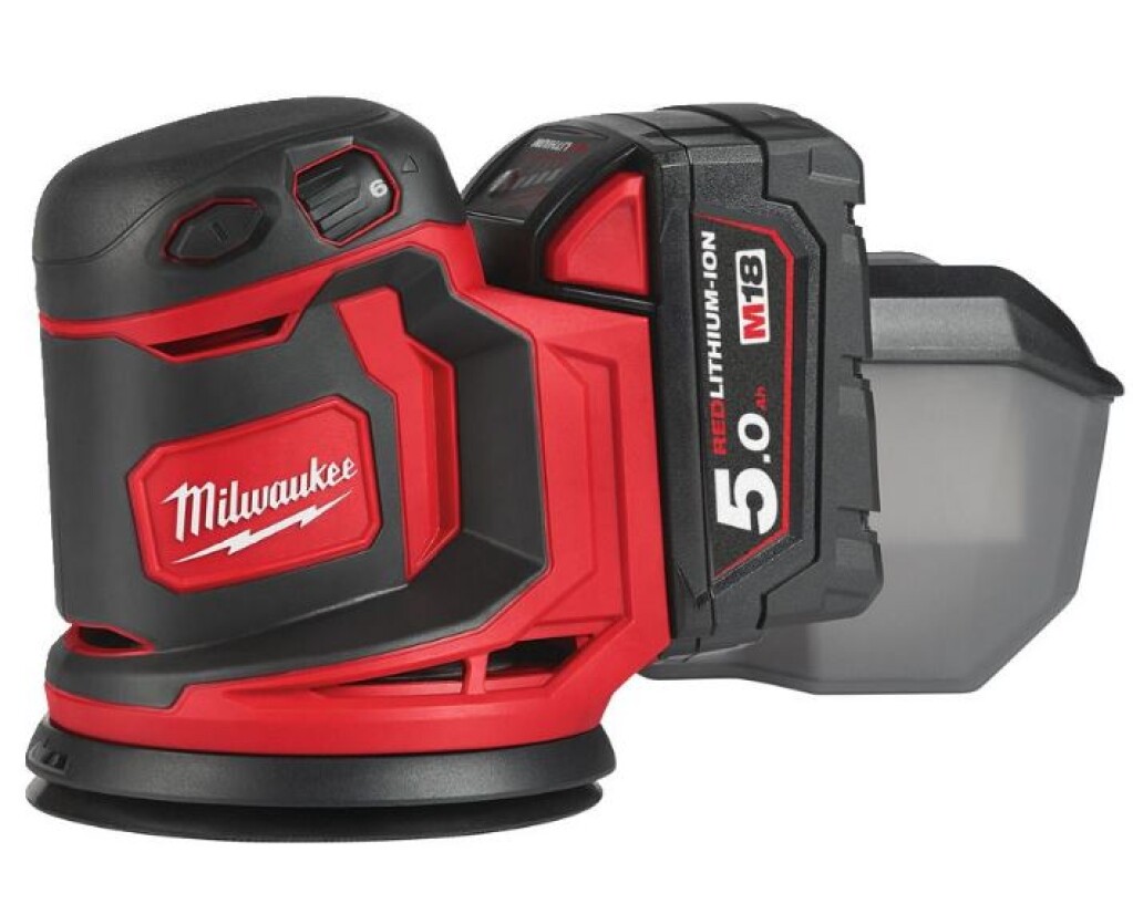 M18 BOS125-502B Milwaukee M18™ 125mm excentrische schuurmachine 5,0 Ah accu (2 st) en lader