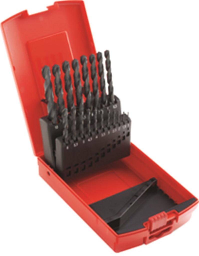 A188204 Dormer DIN338 25-dlg HSS VA Spiraalborenset nr.204 A108 4xD 1,0-13,0mm 0,5mm oplopend in kunststof cassette