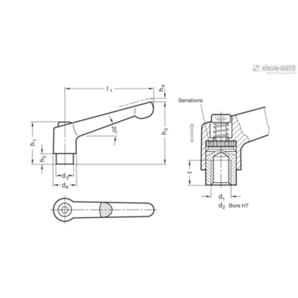 GN 300-45-M6-20-SW Ganter Verstelbare handgreep